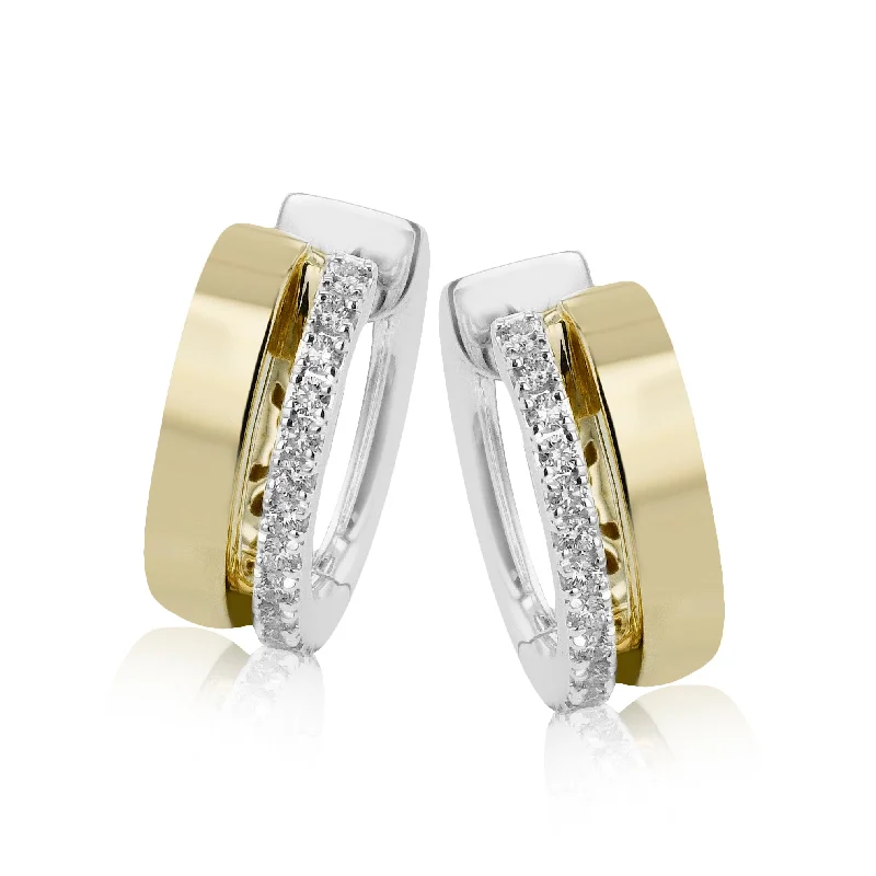 creative handmade earrings for unique styles-Hoop Earrings in 18k Gold with Diamonds