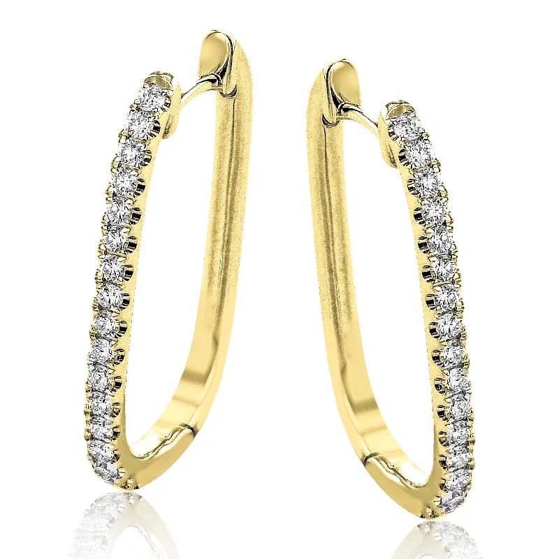 sparkling crystal earrings for formal events-Hoop Earrings in 18k Gold with Diamonds