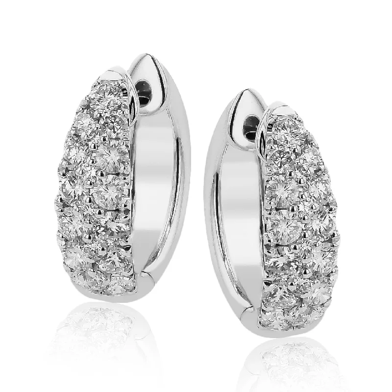 vintage-inspired diamond earrings for weddings-Hoop Earrings in 18k Gold with Diamonds