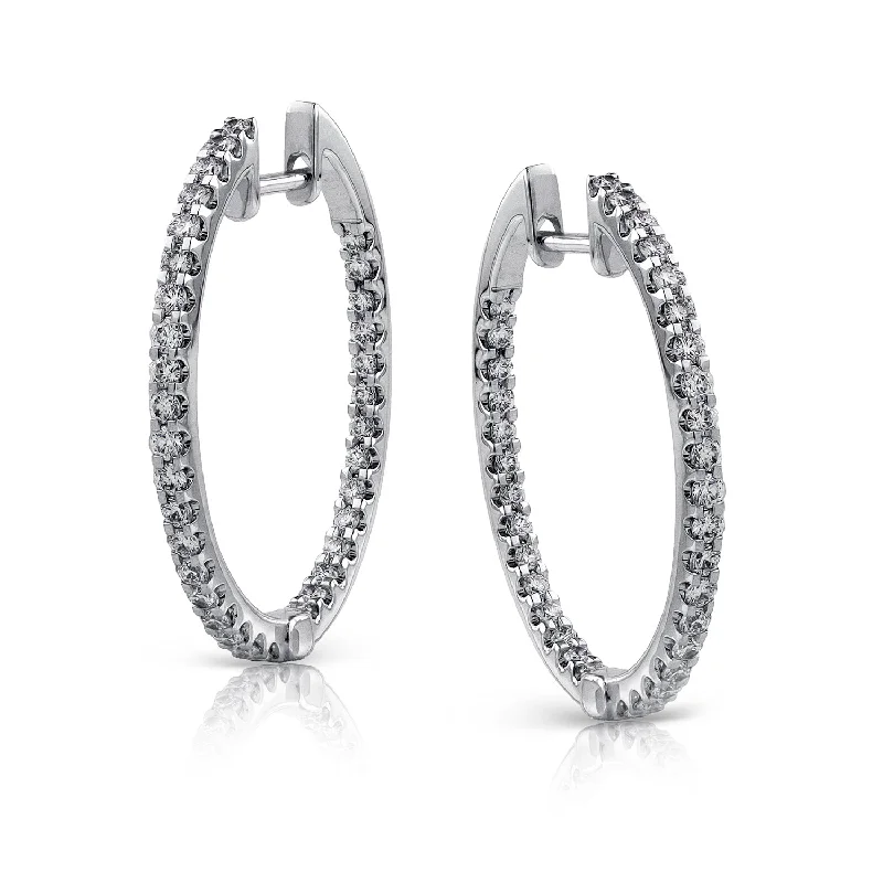 timeless silver hoop earrings for casual wear-Hoop Earrings in 18k Gold with Diamonds