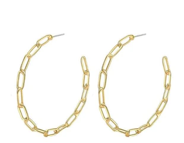 chic crystal-encrusted earrings for a glamorous look-Modern Link Hoops