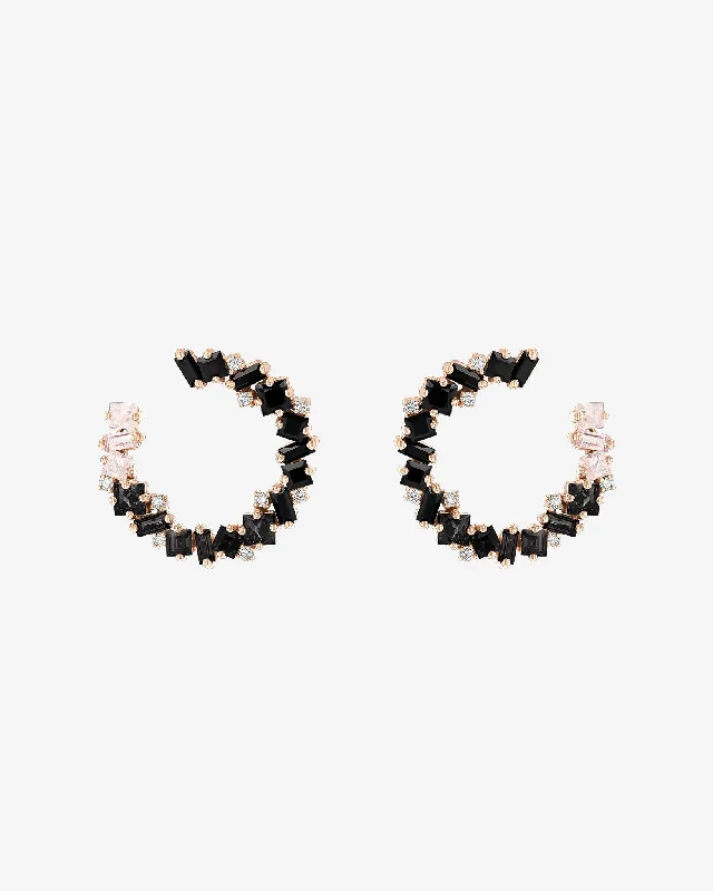 modern stud earrings for casual fashion-Nadima Black Ombre Midi Spiral Hoops