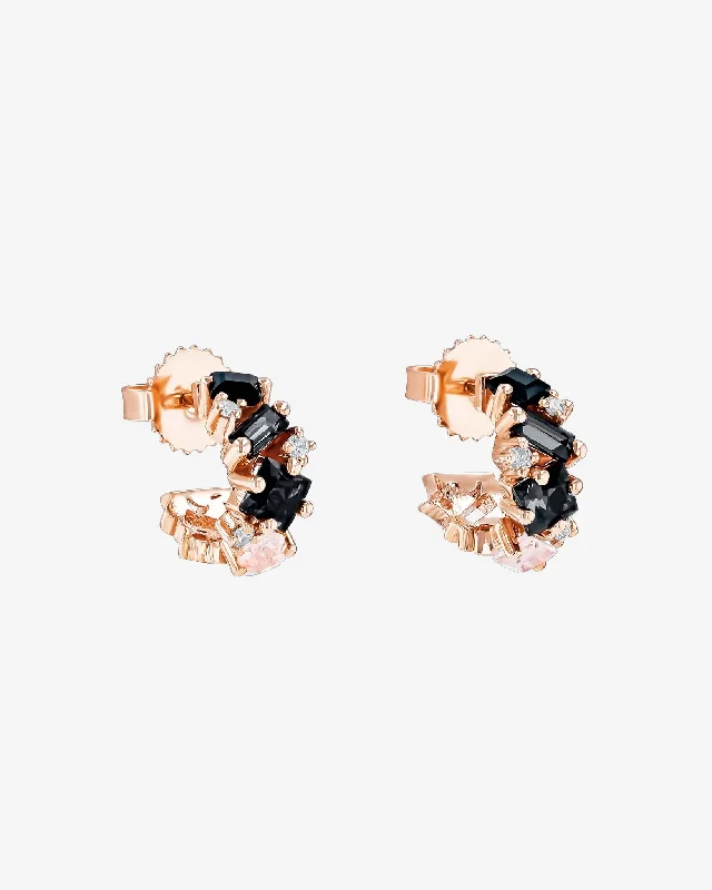 playful pineapple earrings for summer vibes-Nadima Black Ombre Mini Hoops