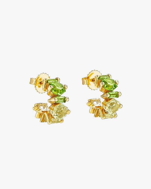 playful frog-shaped earrings for kids-Nadima Blend Light Green Ombre Mini Hoops