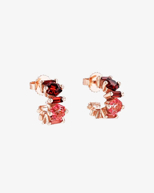 delicate freshwater pearl earrings for casual wear-Nadima Blend Red Ombre Mini Hoops