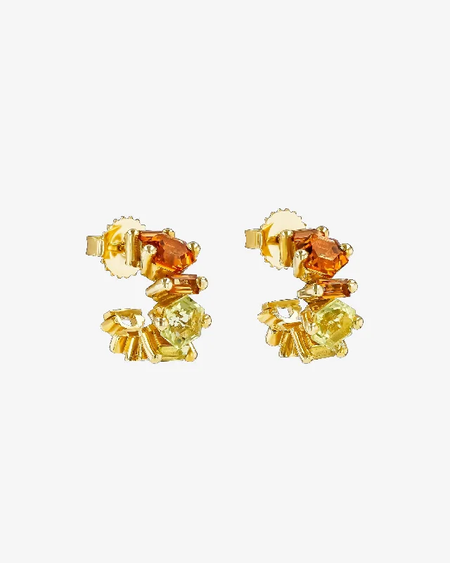 stylish emerald earrings for a rich look-Nadima Blend Yellow Ombre Mini Hoops