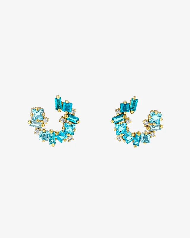 playful pineapple earrings for summer vibes-Nadima Light Blue Ombre Mini Spiral Hoops