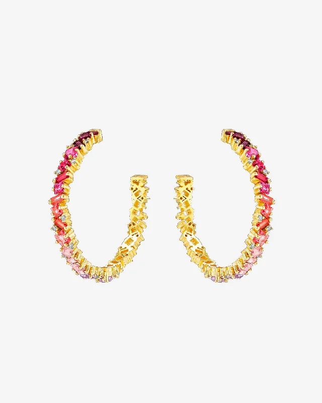 playful cat earrings for animal lovers-Nadima Pink Ombre Milli Hoops