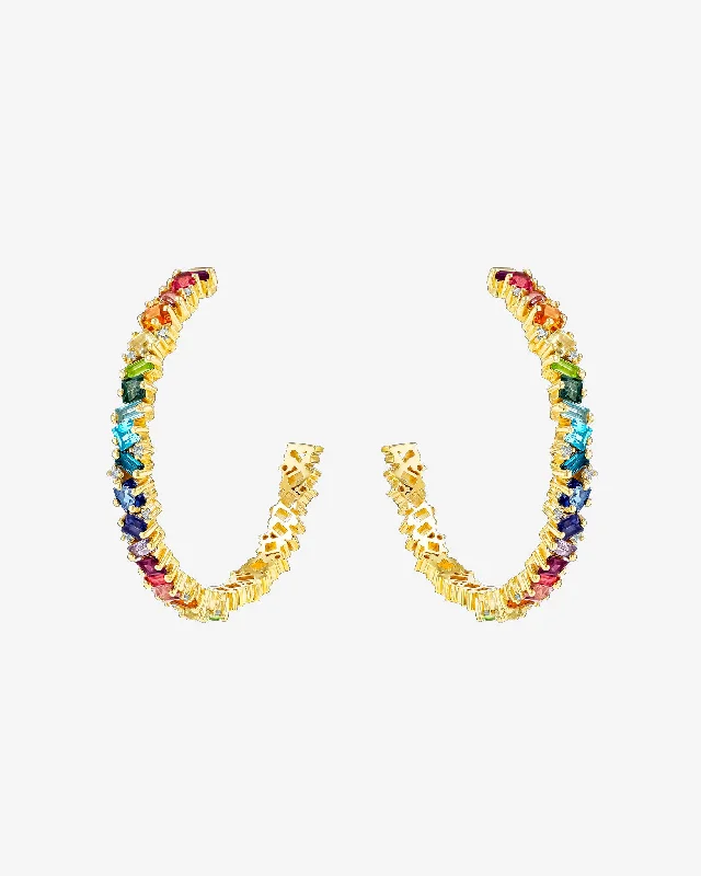 elegant gemstone drop earrings for evening wear-Nadima Rainbow Milli Hoops