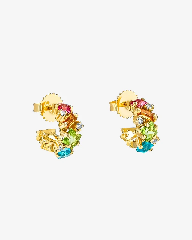 chic spiral earrings for fashion-forward looks-Nadima Rainbow Mini Hoops