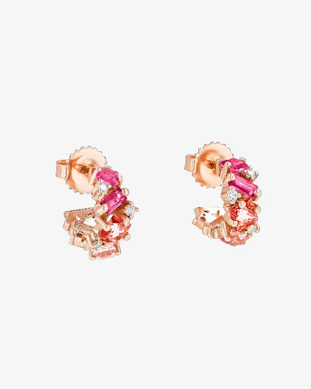 glamorous teardrop earrings for evening wear-Nadima Pink Ombre Mini Hoops