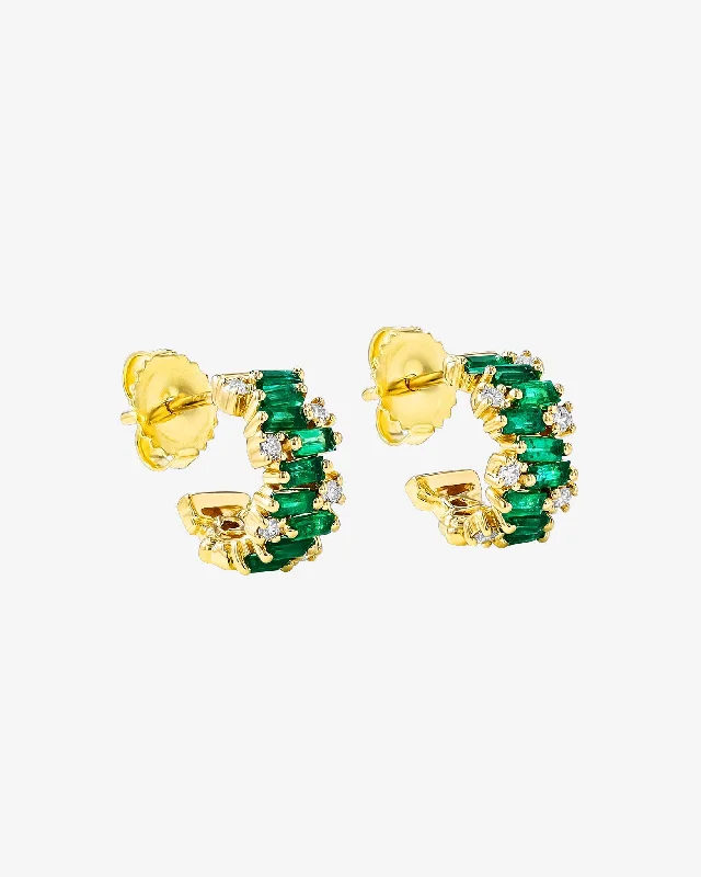 sparkling crystal earrings for a sophisticated touch-Shimmer Emerald Mini Hoops