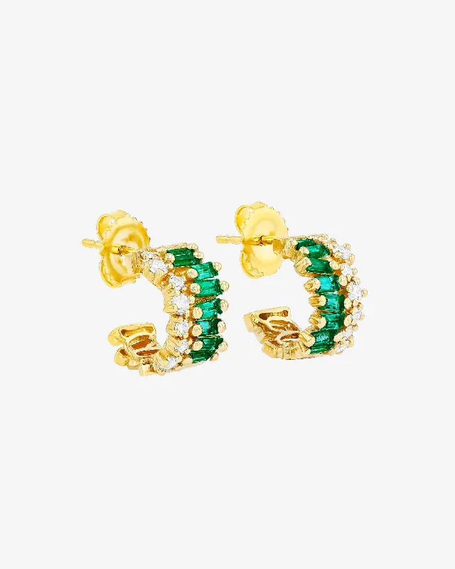 elegant crystal studs for a sparkling look-Short Stack Emerald Mini Hoops