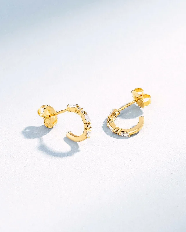 bold geometric earrings for a modern touch-Thin Mix Diamond Mini Hoops