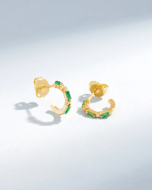 sparkling crystal earrings for a sophisticated touch-Thin Mix Emerald Mini Hoops