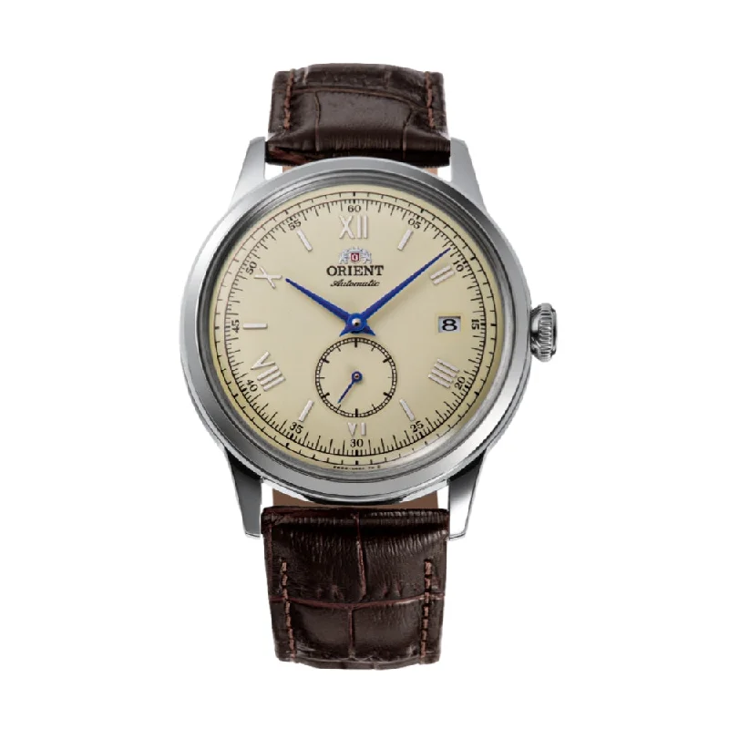 waterproof leather strap watches for men -Bambino 38mm Version 7 Small Seconds Champagne Dial