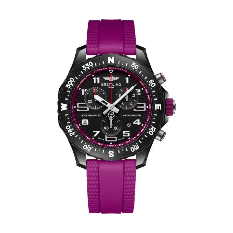 eco-friendly watches with bamboo band -Endurance Pro 38mm Purple on Rubber Strap