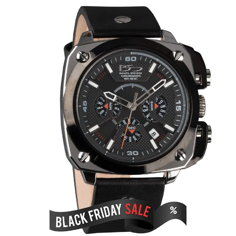 elegant wristwatches for men with stainless steel -Falcon Chronograph Black Watch