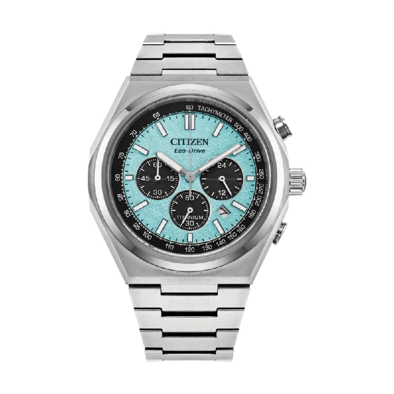 mens fitness watches with step counter -Forza Chrono Super Titanium Blue Dial