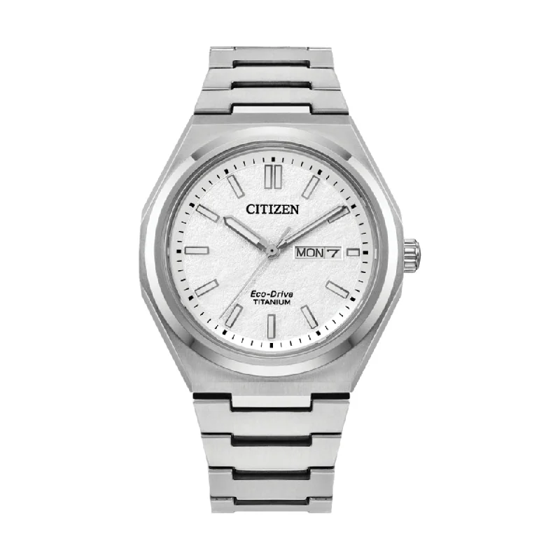 waterproof watches for men with high depth rating -Forza Three-hand Eco Drive Super Titanium White