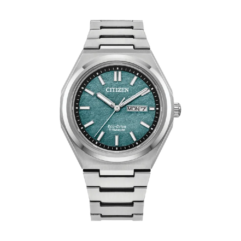 mens wristwatches with automatic movement -Forza Three-hand Eco Drive Super Titanium Green