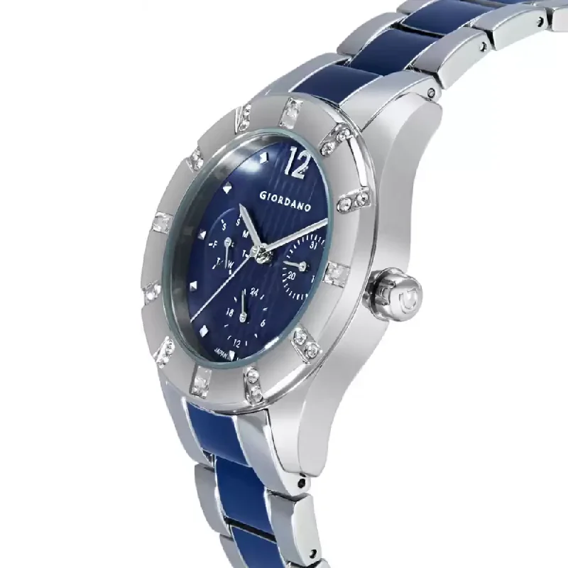 women’s watches with crystal-encrusted bezel -Giordano Multifunctional Blue Dial Women's Watch 2935-11