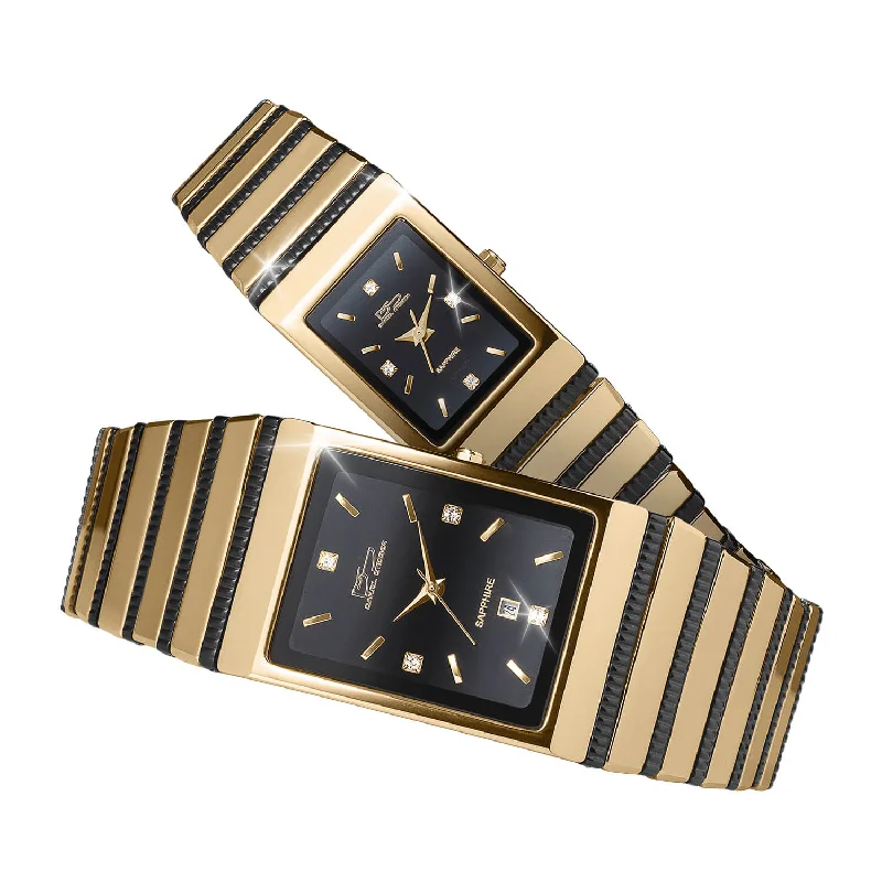 watches for men with a modern sporty look -Golden Cobra His & Hers Watch Set