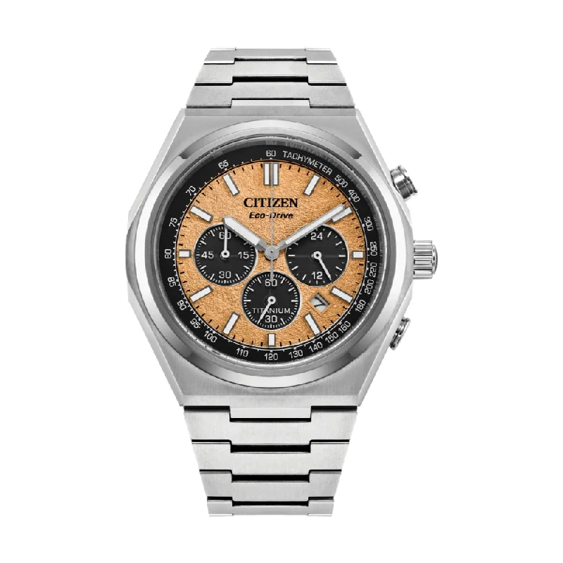 watches for women with pearl accents -Forza Chrono Super Titanium Orange Dial