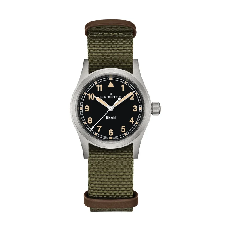 womens watches with vintage aesthetic -Khaki Field Quartz Black Dial, 33mm