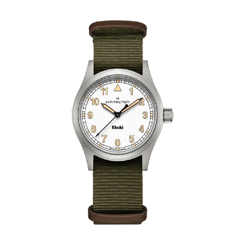 stylish watches for men with square face -Khaki Field Quartz White Dial, 38mm