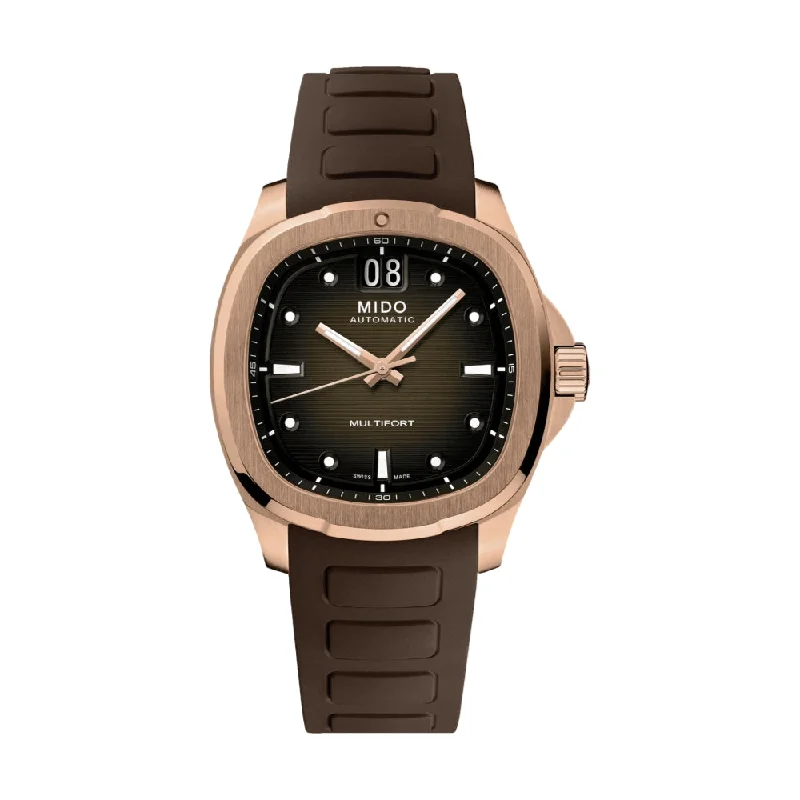 high-end watches for men with brushed finish -Multifort TV Big Date Rose Gold-Tone