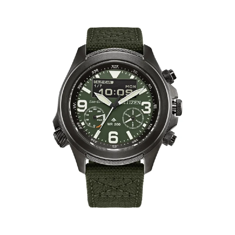 mens watches with minimalist aesthetic -Promaster Land U822 Eco-Drive 43.9mm - Green on Strap