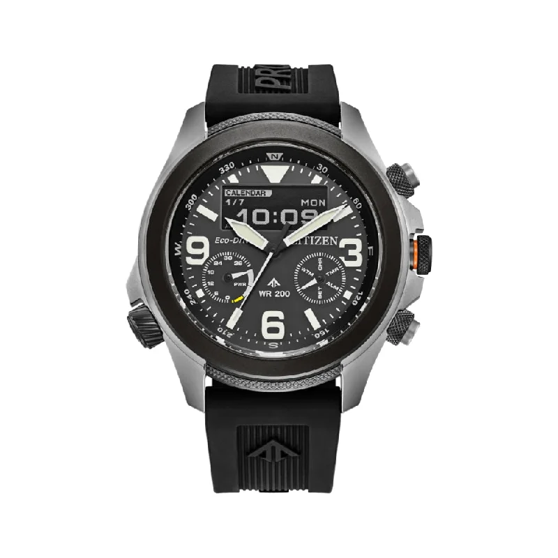 mens watches with a leather band and metal case -Promaster Land U822 Eco-Drive 43.9mm - Black