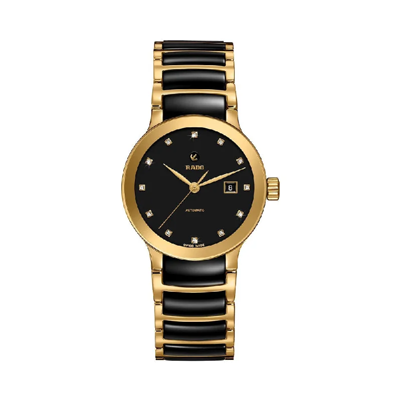 affordable leather watches for men -Rado Centrix Automatic Diamonds R30080762 Women Watch