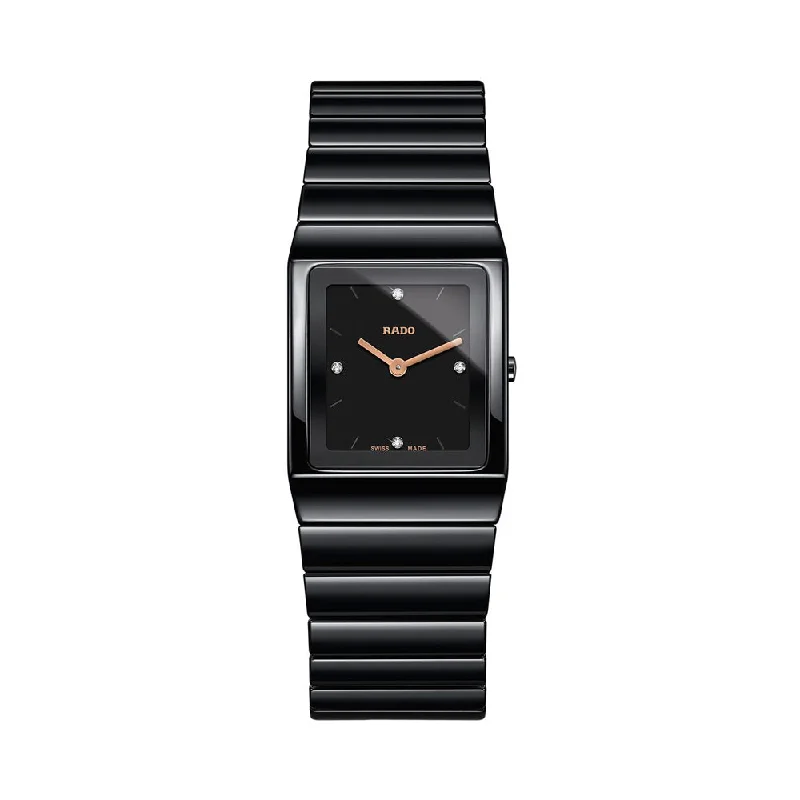 elegant leather watches for men -Rado Ceramica Diamonds R21702722 Women Watch