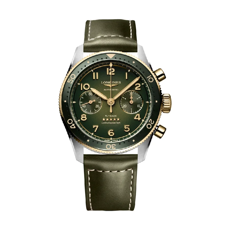 mens watches with solar power and chronograph -Spirit 42 mm Flyback Chronograph Green PVD on Strap