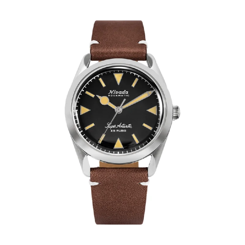 casual wristwatches for women with simple designs -Super Antarctic 32024A on Brown Leather Strap