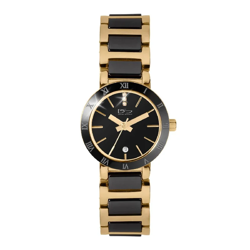 mens watches with rotating bezels for diving -Verona Black Ceramic Ladies Watch