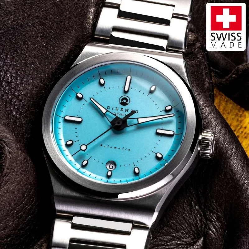 watches for women with pearl accents -Direnzo DRZ04 Mondial V2 Light Blue - Swiss Made