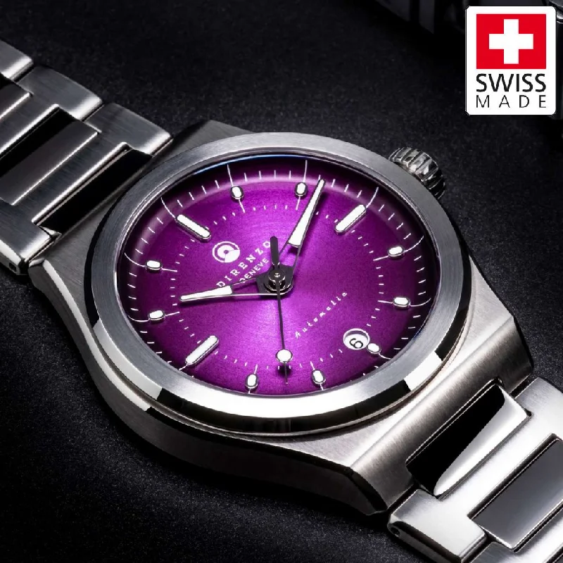 mens watches with minimalist aesthetic -Direnzo DRZ04 Mondial V2 Purple Sunburst - Swiss Made