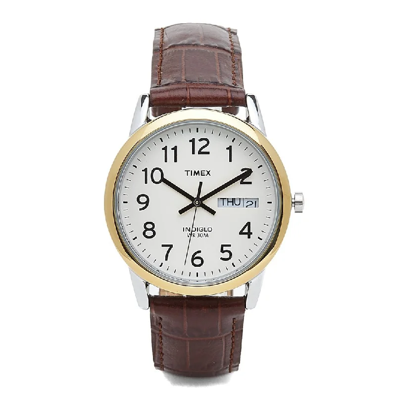 mens wristwatches with extra features -EASY READER Day-Date 32mm Leather Band