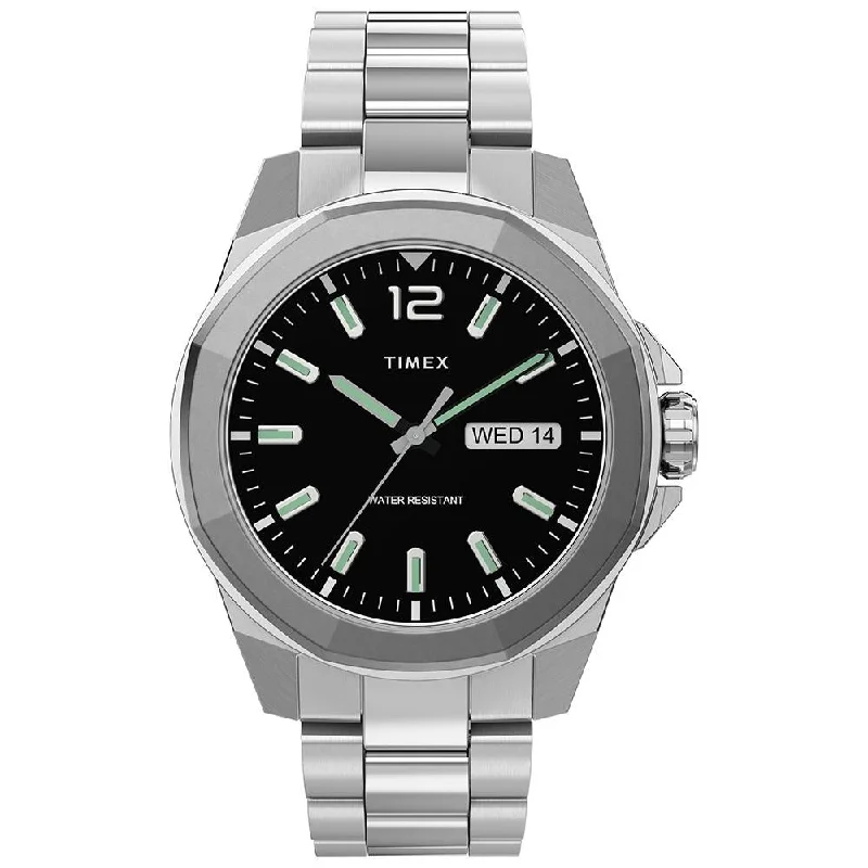 watches for men with extra-large face -Essex Avenue Day-Date 44mm Stainless Steel Band