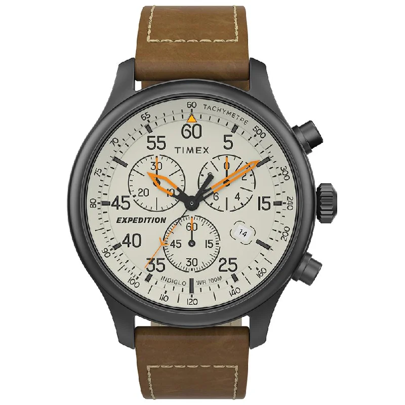 best luxury watches for women with leather straps -Expedition Field Chronograph 43mm Leather Band