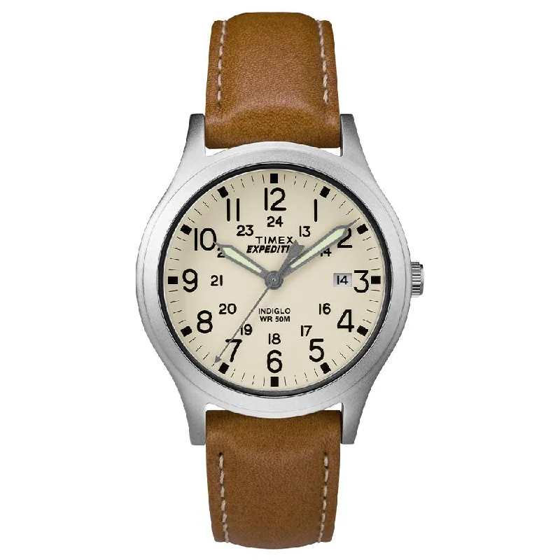 stylish women’s wristwatches with color straps -Expedition Scout Date 36mm Leather Band