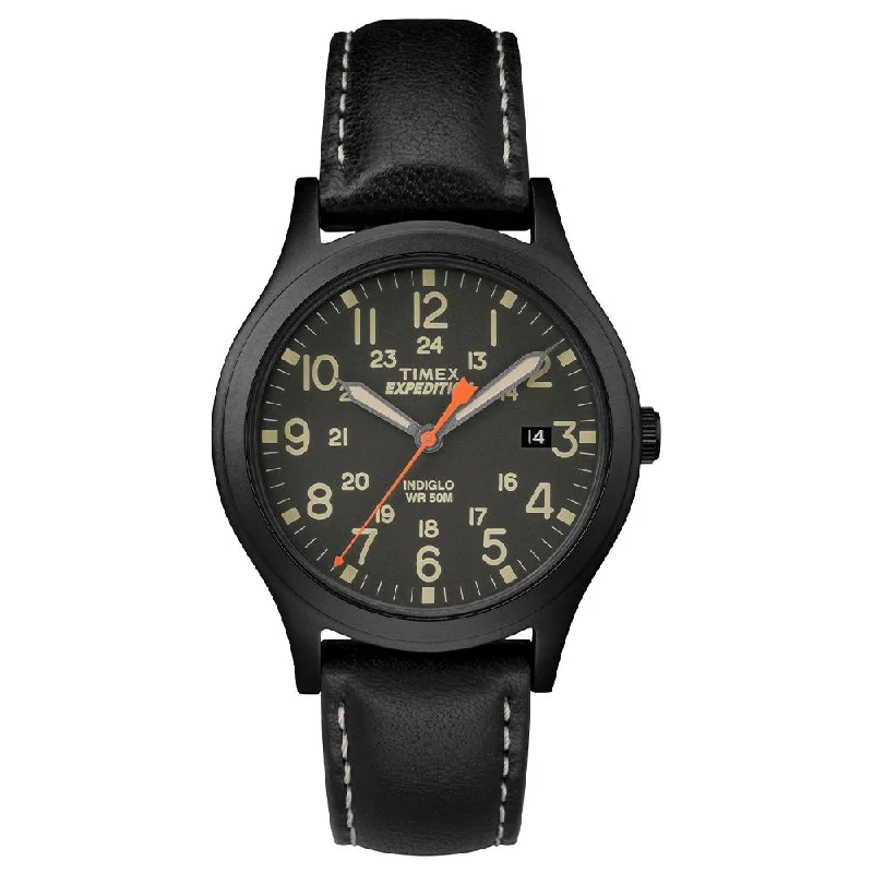 mens watches with sapphire crystal for durability -Expedition Scout Date 36mm Leather Band