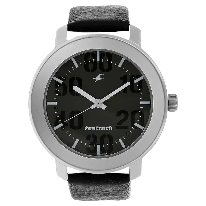 mens watches for everyday use -Fastrack Grey Dial & Black Leather