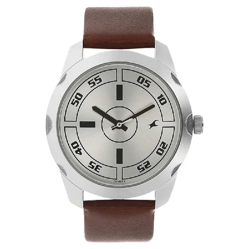 mens watches with tactical features -Fastrack Silver & Brown