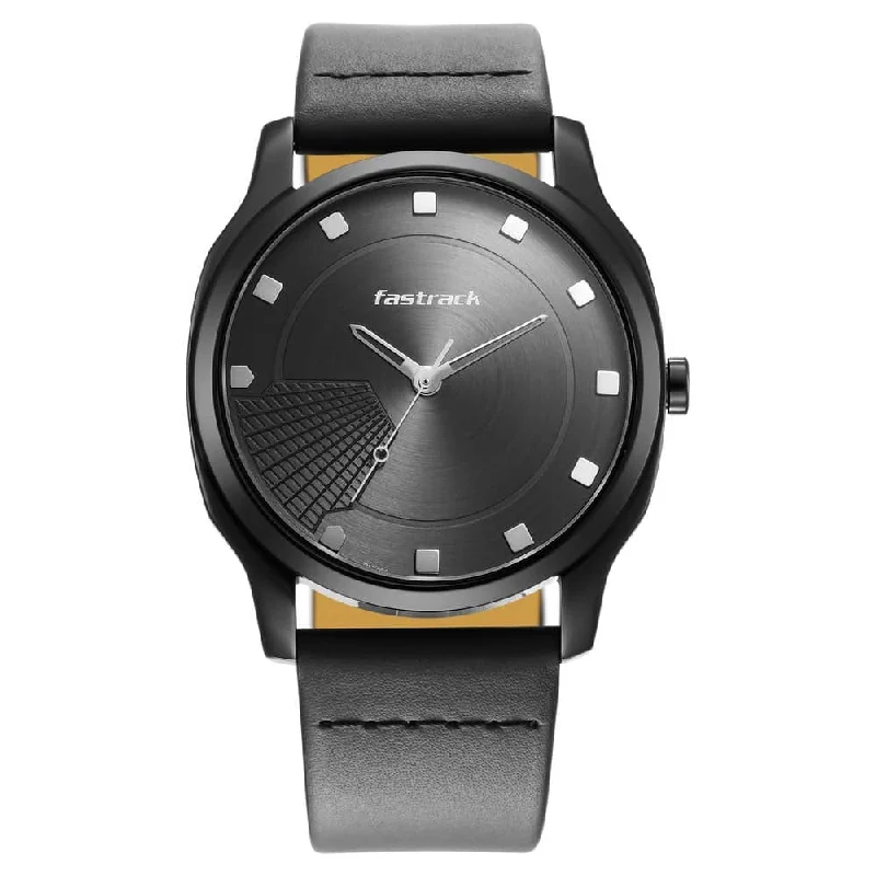 mens watches with square faces and leather bands -Stunners Anthracite