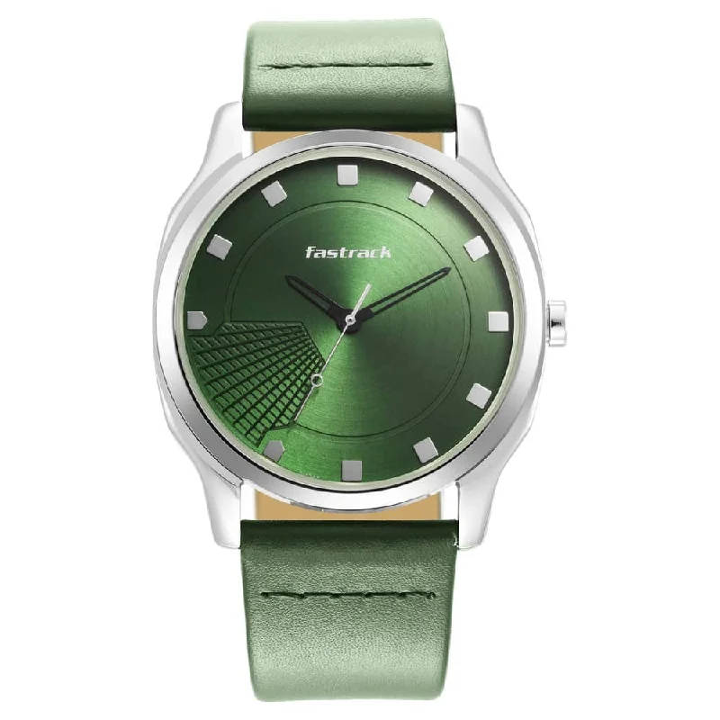 mens watches with digital and analog display -Stunners Green Leather