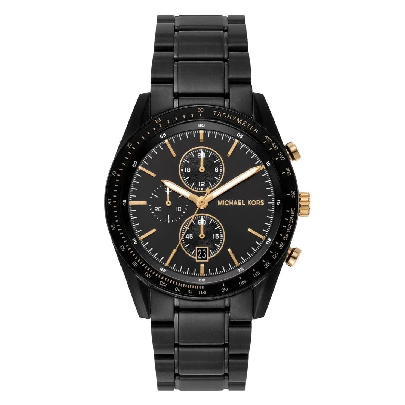 mens watches with brown leather straps -Michael Kors MK9113 Accelerator Chronograph Watch for Men